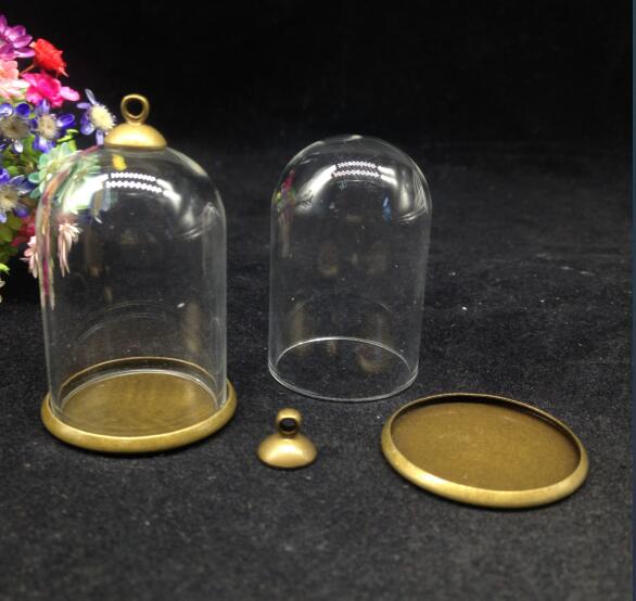 20 stk 38*25mm klokkeglas form bronze forgyldt glas globus klassisk bundhætte sæt glas hætteglas vedhæng håndlavet tom krystal fund: Bronze klassisk hue
