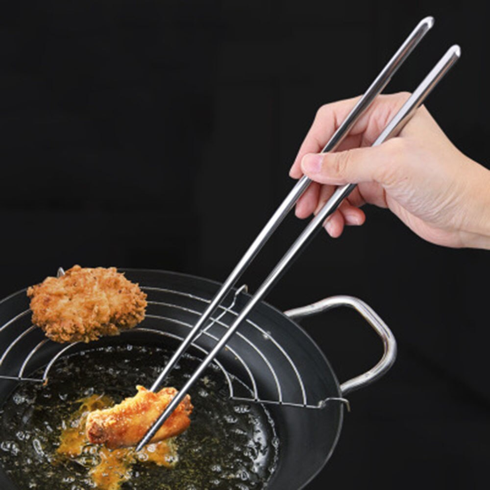 1 Pair Extra Long 38.8 cm Cooking Chopsticks Pot Chopsticks Frying Noodle Chopsticks Stainless Steel Chinese Chop Sticks