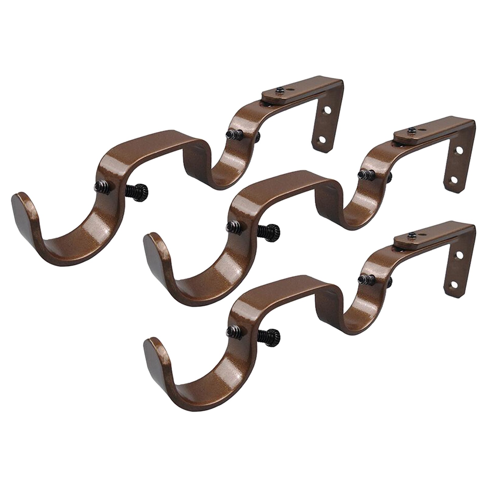 3PC Single Curtain Rod Holders Bracket Into Window Frame Curtain Rod Heavy Duty Double Rod Holders Curtain Brackets
