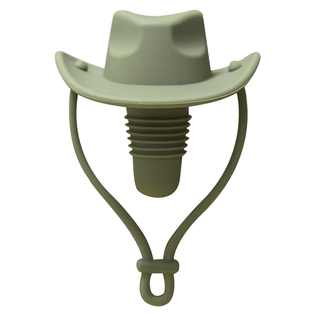 Cowboy Hat Shape Wine Bottle Stopper Reusable Leak Proof Silicone Champagne Bottle Stopper Wine Bottle Cap for Bar: green