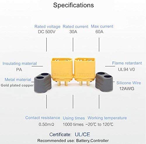 Mcigicm 10 par  xt60h (xt60 oppgradering) mannlige hunnkulekontakter strømplugger