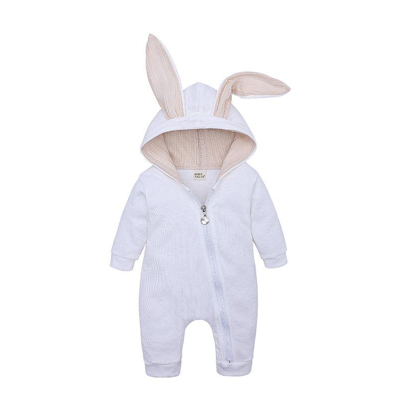 Geboren Baby Cartoon Rompertjes Baby Baby Herfst-Winter Outfits Kleding 3M-18M Jongens Meisjes lange Sleveed Costumnes Een Stuk: white / 12m