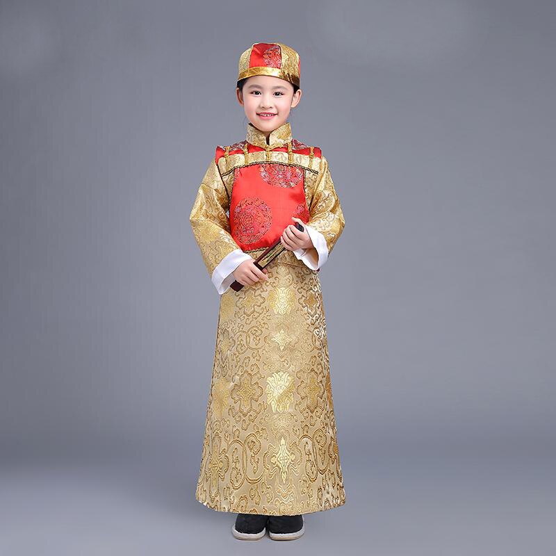 Chinois ancien empereur Prince Costume enfants Robe de jeu théâtrale Robe Photo Qing dynastie garçon Robe dramaturgique