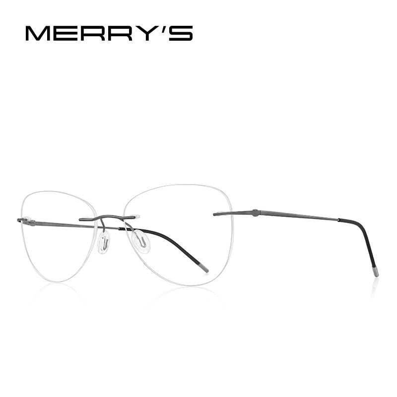 Merrys naiset titaaniseoksesta reunattomat naisten kehykset ultrakevyet kehyksettömät optiset kehykset silmälasit  s2888: C02 harmaa