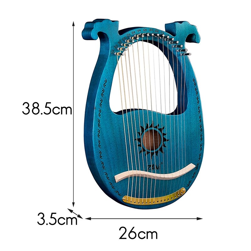ZANi Lyre Harp,16 String Mahogany Lyre Harp,16 String Lyre Unique Patterns Carved Phonetic Symbol,for Music Lovers Beginners,Etc
