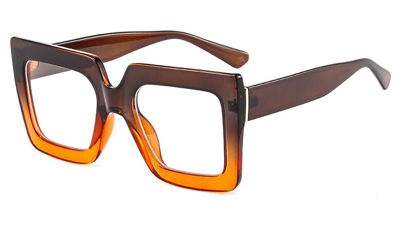 Gafas cuadradas transparentes con montura Vintage, lentes de de gran tamaño, para ordenador: Gray Orange