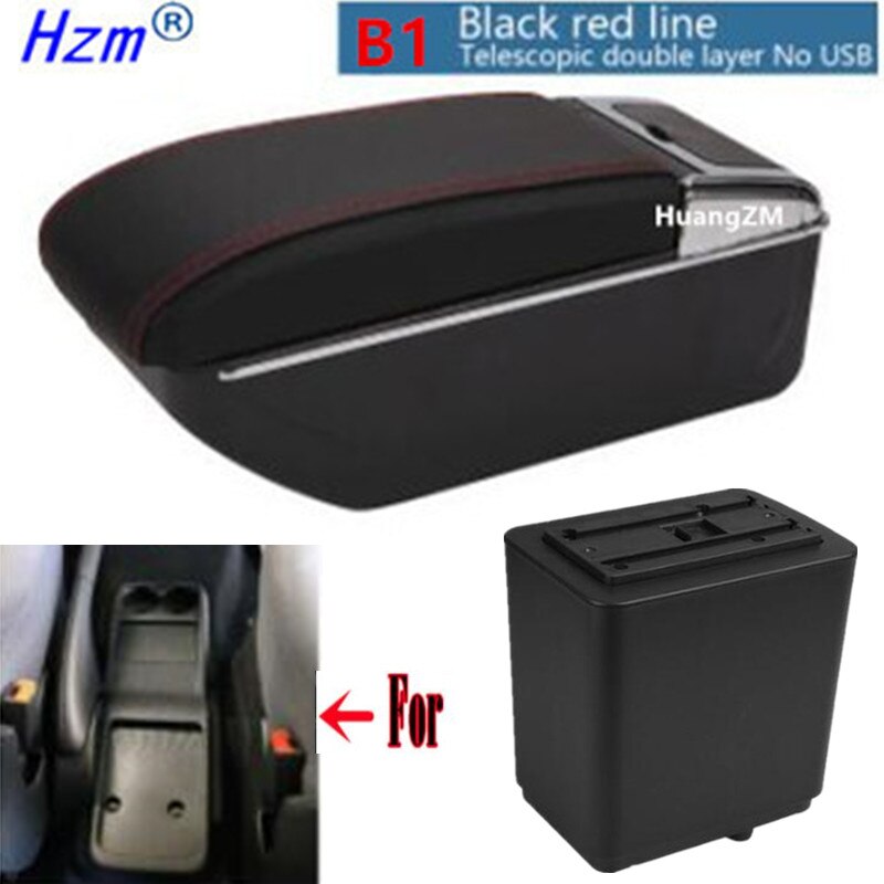For Citroen Berlingo Armrest Retrofit parts For Peugeot Partner tepee Car Armrest Storage box car accessories Charging USB LED: B1 style red line