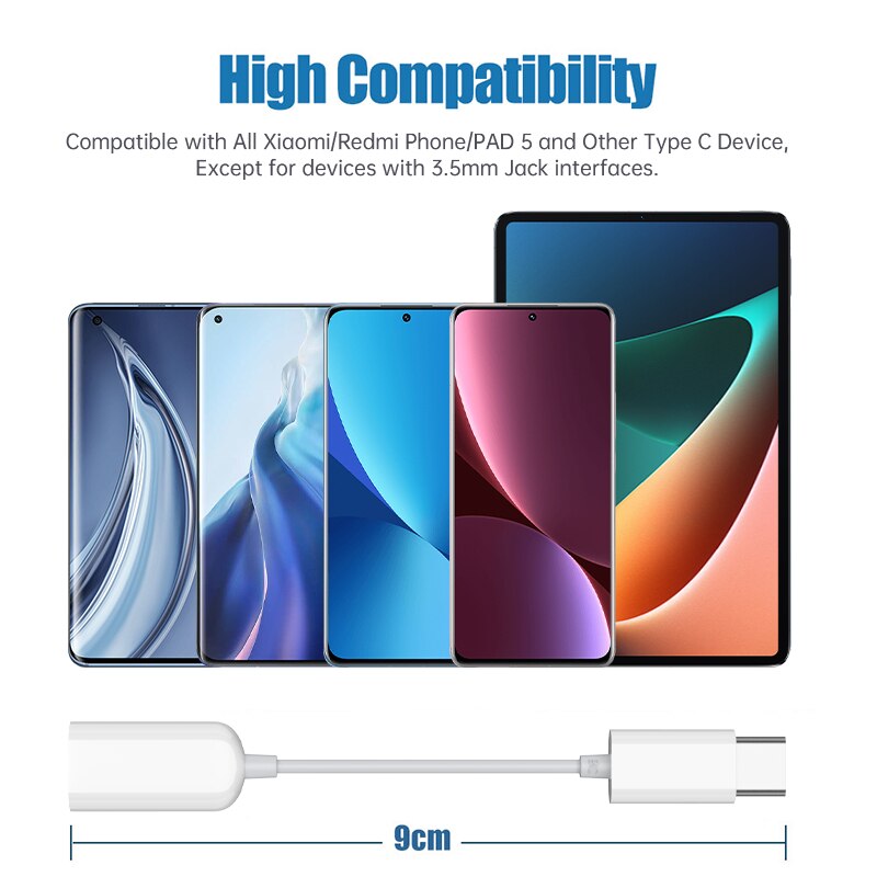 Oryginalny rodzaj Usb C robić 3.5mm Jacek kabel adaptera audio Aux dla Xiaomi Mi 12 11 9 zawodowiec Redmi K40 Podkładka 5 słuchawki konwerter Dac Tipo