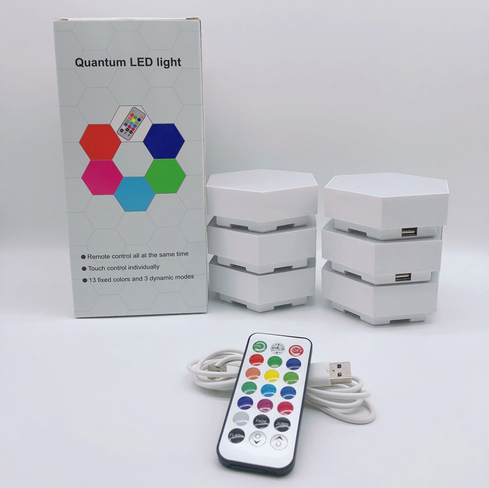 Usb rgbw färgrik fjärrkontroll touch honeycomb lampa quantum light hexagonal led color change lampe usb wall lamp