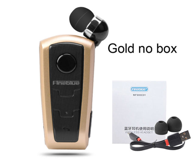 100% Original Fineblue F910 Wireless Bluetooth V4.0 Headset In-Ear Vibrating Alert Wear Clip Hands Free Earphone For Smartphones: Gold no box
