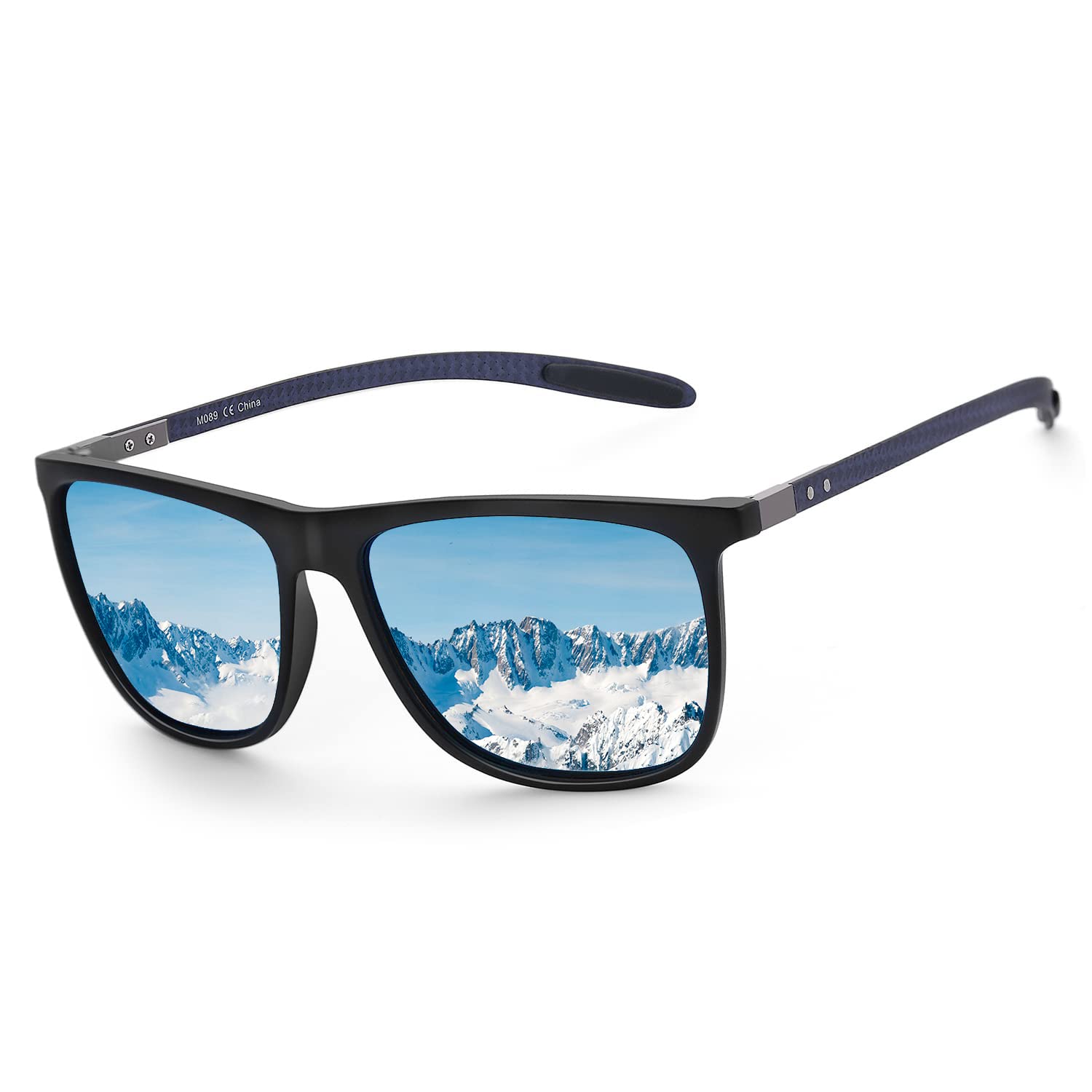 ZENOTTIC gafas de sol polarizadas cuadradas para hombres gafas de sol ultraligeras de fibra de carbono para conducir, pescar, deportes de Golf protección UV400: Negro
