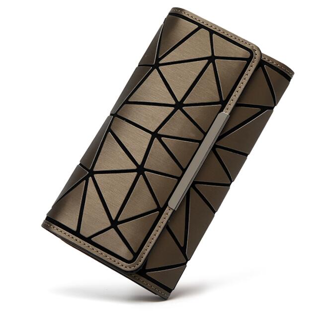 Maelove geometry wallet handbag noctilucent female hologram Clutch purse Matt Color/luminous wallet: matt color brown