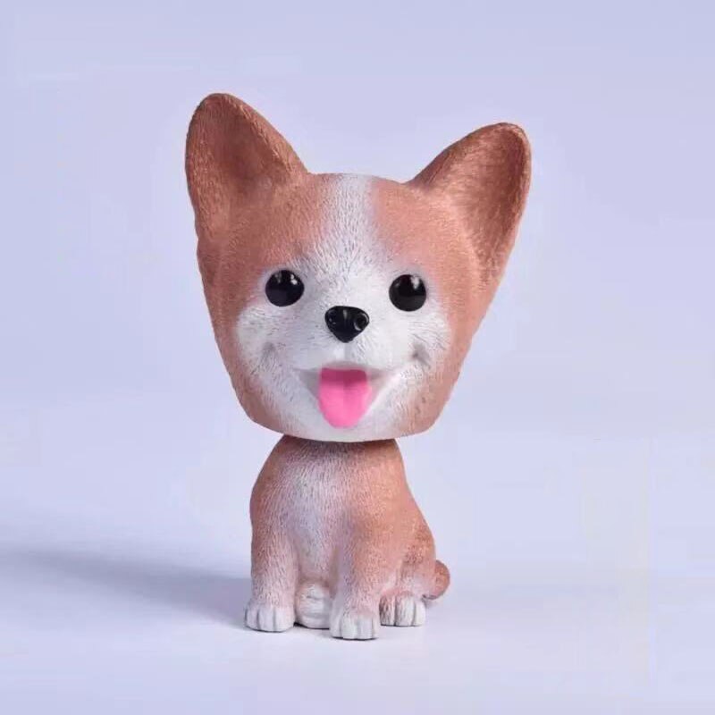 Car Ornament 9cm Shaking Head Dog Car Dashboard Decor Nodding Puppy Toys Husky Teddy Pomeranian Home Room Auto Accessories: Corgi