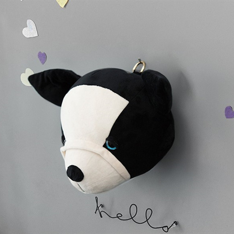 Cabezas de animales 3D para decoración de habitación de niños, Cabeza de unicornio, ciervo y elefante, colgante de pared para habitación de niños, decoración de habitación infantil: black dog