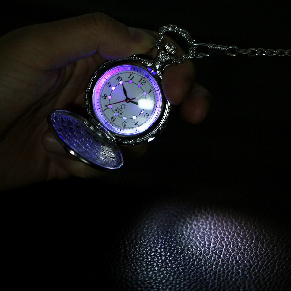 Steampunk tåg led display kvarts fickur antika hängande klocka fob kedja fickur män kvinnor
