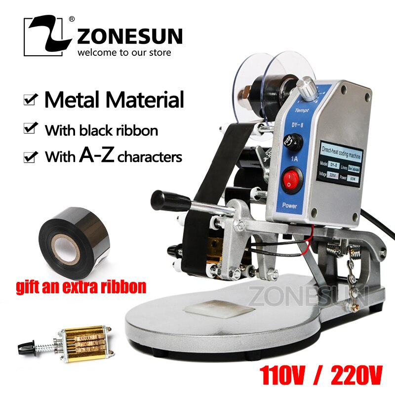 ZONESUN DY-8 Printing Machine Heat Transfe Date Coding Machine Printer For Printing Batch Number Registration Mark