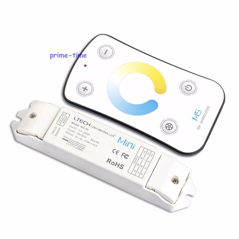 Ltech M3-3A DC12V/24V 9A Kleur Temperatuur Verstelbare Dimmer Mini Controller + M5 Rf Draadloze Afstandsbediening Voor Dual wit Led Strips