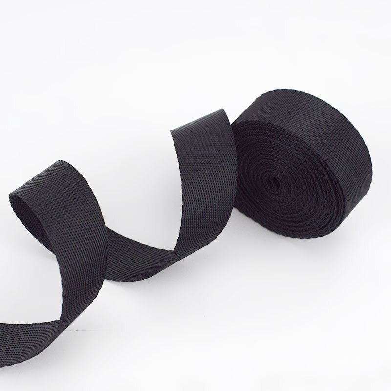 5M 0.7Mm Dikke 25Mm Polyester Nylon Spanbanden Lint Band Outdoor Rugzak Tas Strap Diy Halsband Knapsacktapes bias Binding: Black