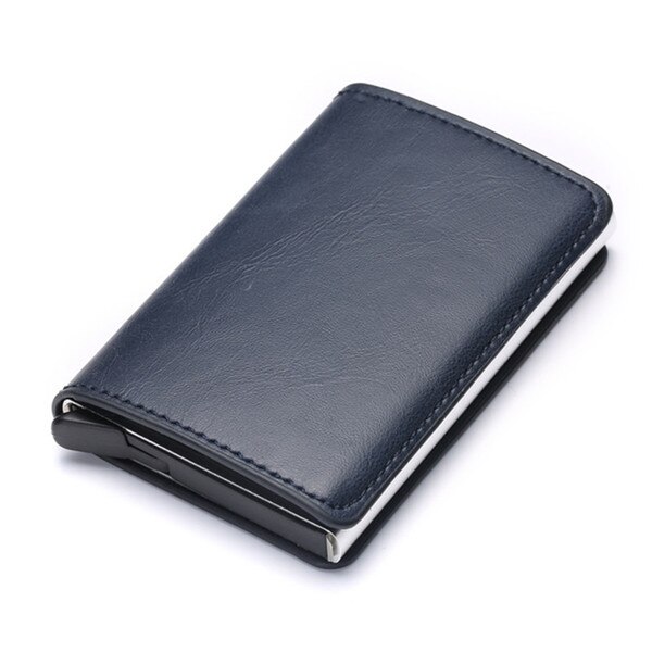 BISI GORO RFID Blocking Card Wallet Men Women Credit Card Holder Carbon Card Holder Aluminum Slim Short Card ID Holder: X-12A Blue