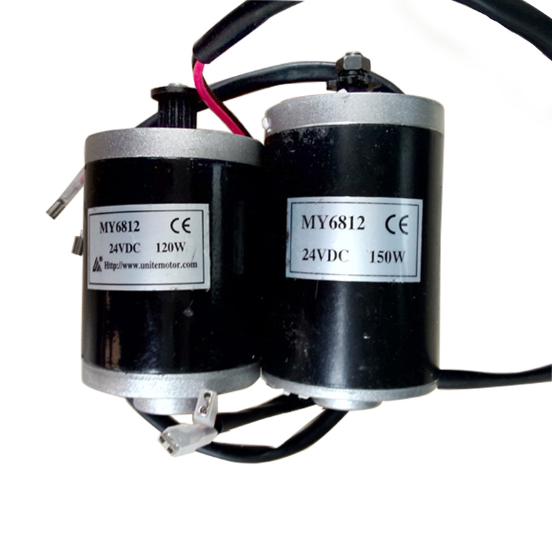 MY6812 24V DC 100W 120W Electric Skateboard Scooter Electric Bike High-Speed Brush Motor Belt-wheel Motor With 3M Belt 16T Teech