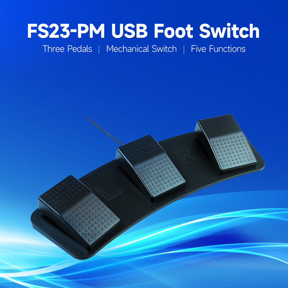 FS23-PM USB-Dreifachfußschalter, multifunktionaler, maßgeschneiderter mechanischer Fußpedalschalter für Bilderfassung, Musikspielsteuerung