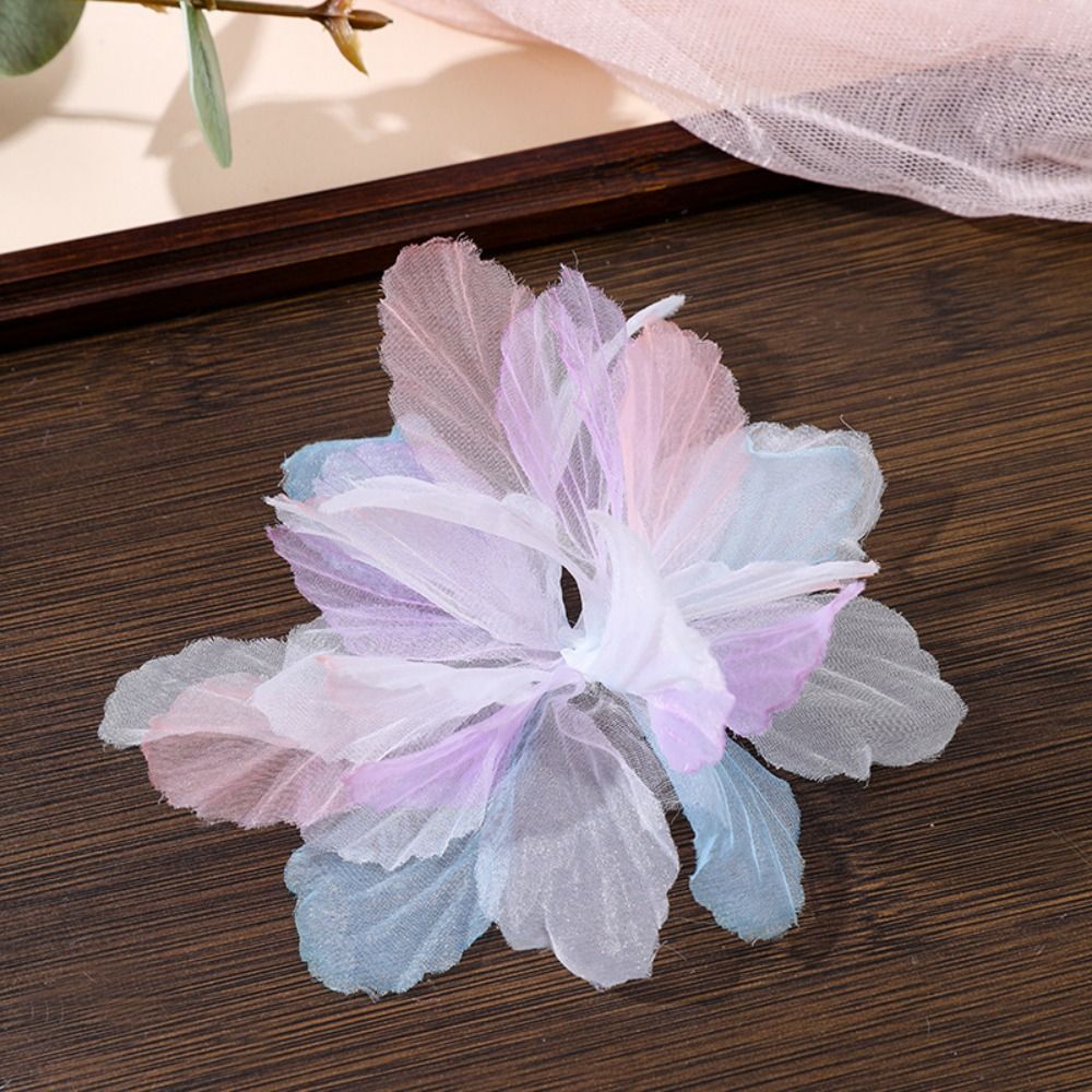 10 Stück künstliche Blumen, 3D-Organza-Blumenapplikationen, Blüzehn, DIY-Bastelarbeiten, Stoffapplikationen, mehrschichtige handgefertigte Stoffapplikationen, Kleiderdekoration: transparent