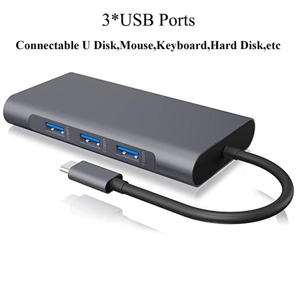 Usb Type C Hubto Hdmi-Compatibel 4K Vga Adapter RJ45 Lan Ethernet Sd Tf Pd USB3.0 3.5Mm jack Audio Video Voor Macbook Pro Otg