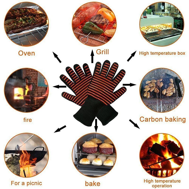 BBQ Grillen Kochen Handschuhe Grill Ofen Handschuhe Für Unterarm Schutz extrem Wärme beständig Küche Grill Dicken Ofen Handschuhe