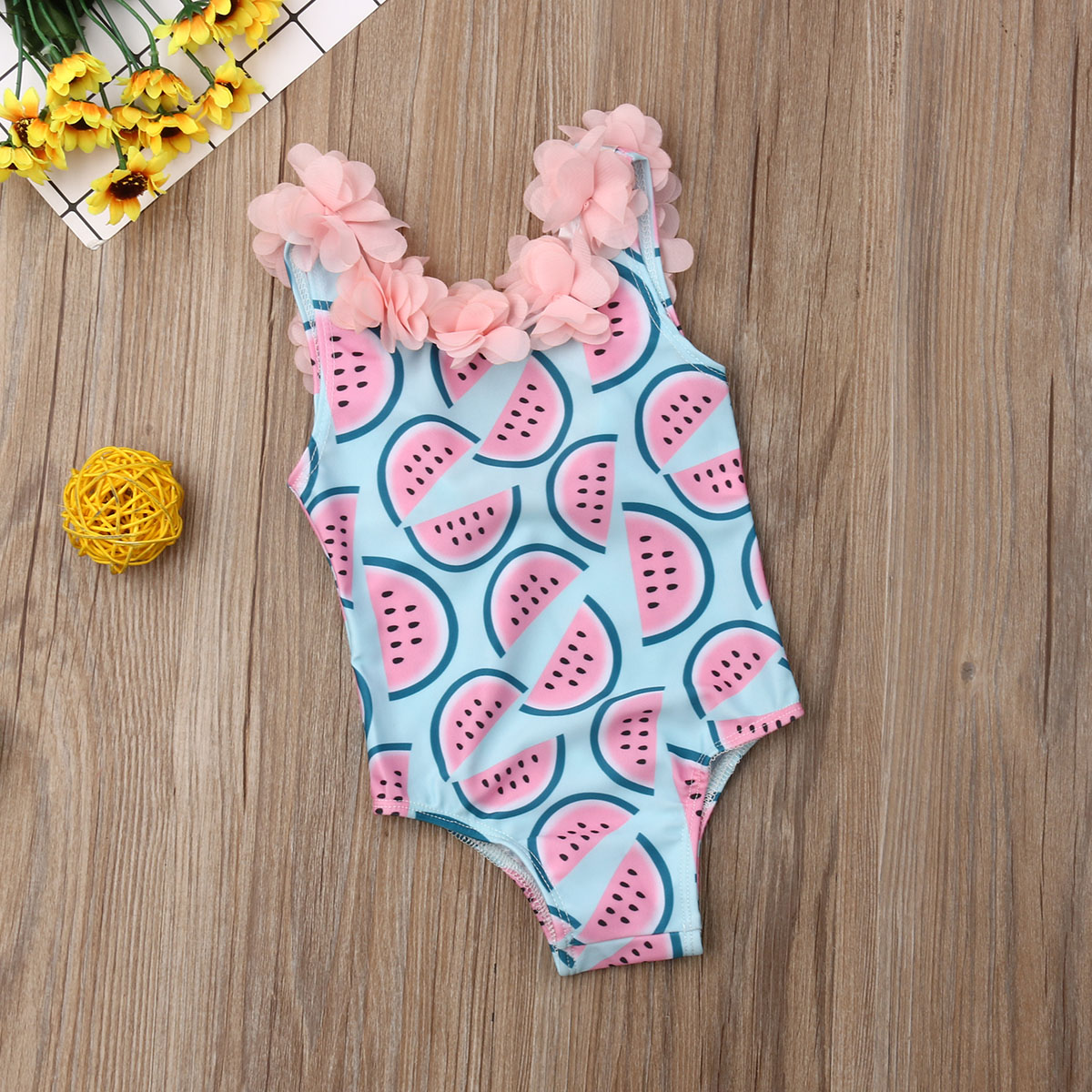 Pudcoco småbarn spädbarn bebis flickor vattenmelon baddräkt badkläder simbikini bodysuit i ett stycke badkläder för 0-4 år