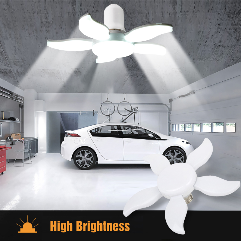 40W Mango Shape LED Garage Lamp E27 Deformation Industrial Light Folding Ceiling Fan Light For Home Warehouse Work Shop