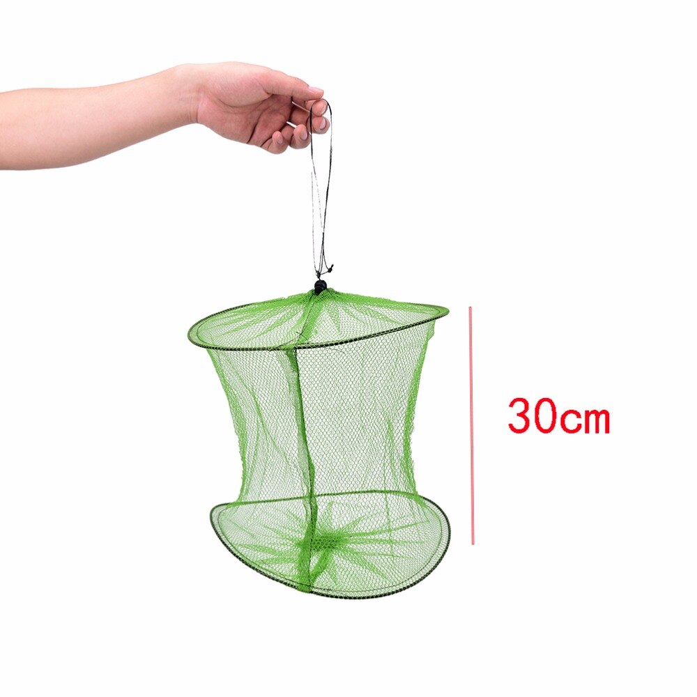 Folding Round Metal Frame Nylon Mesh Crab Crawdad Shrimp Minnow Bait Trap Cast Fish NetFishing Landing Tackle green random