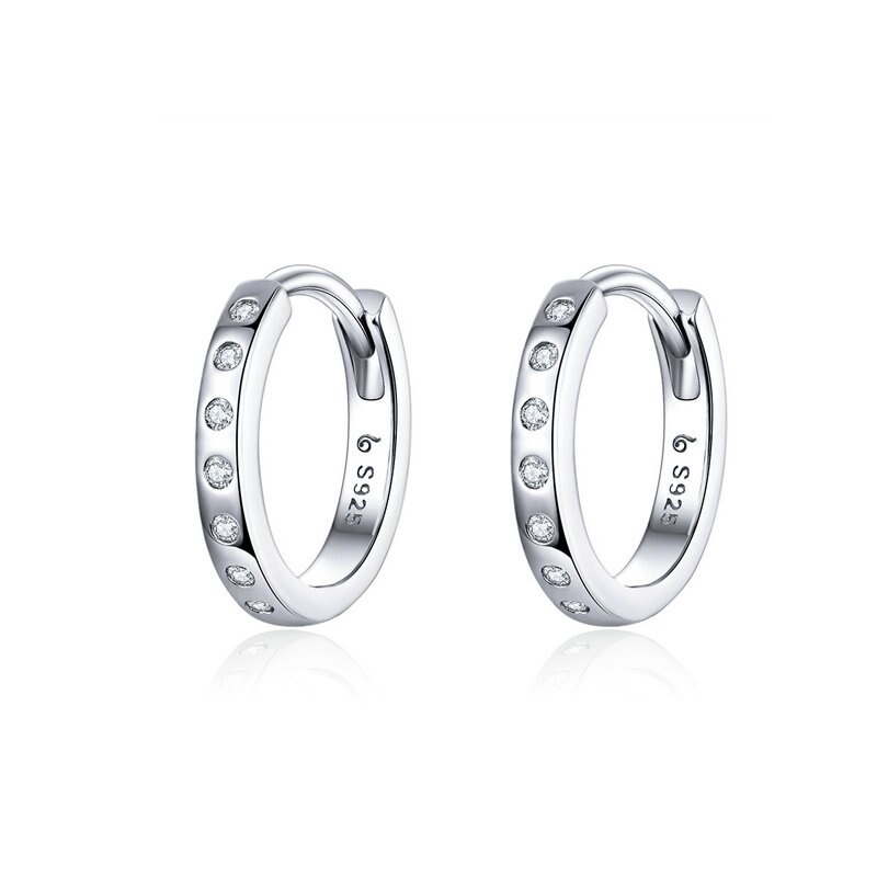 WOSTU Authentic 925 Sterling Silver 6 Color Small Circle Hoop Earrings For Women Wedding Noble Jewelry FIE498: FNE101