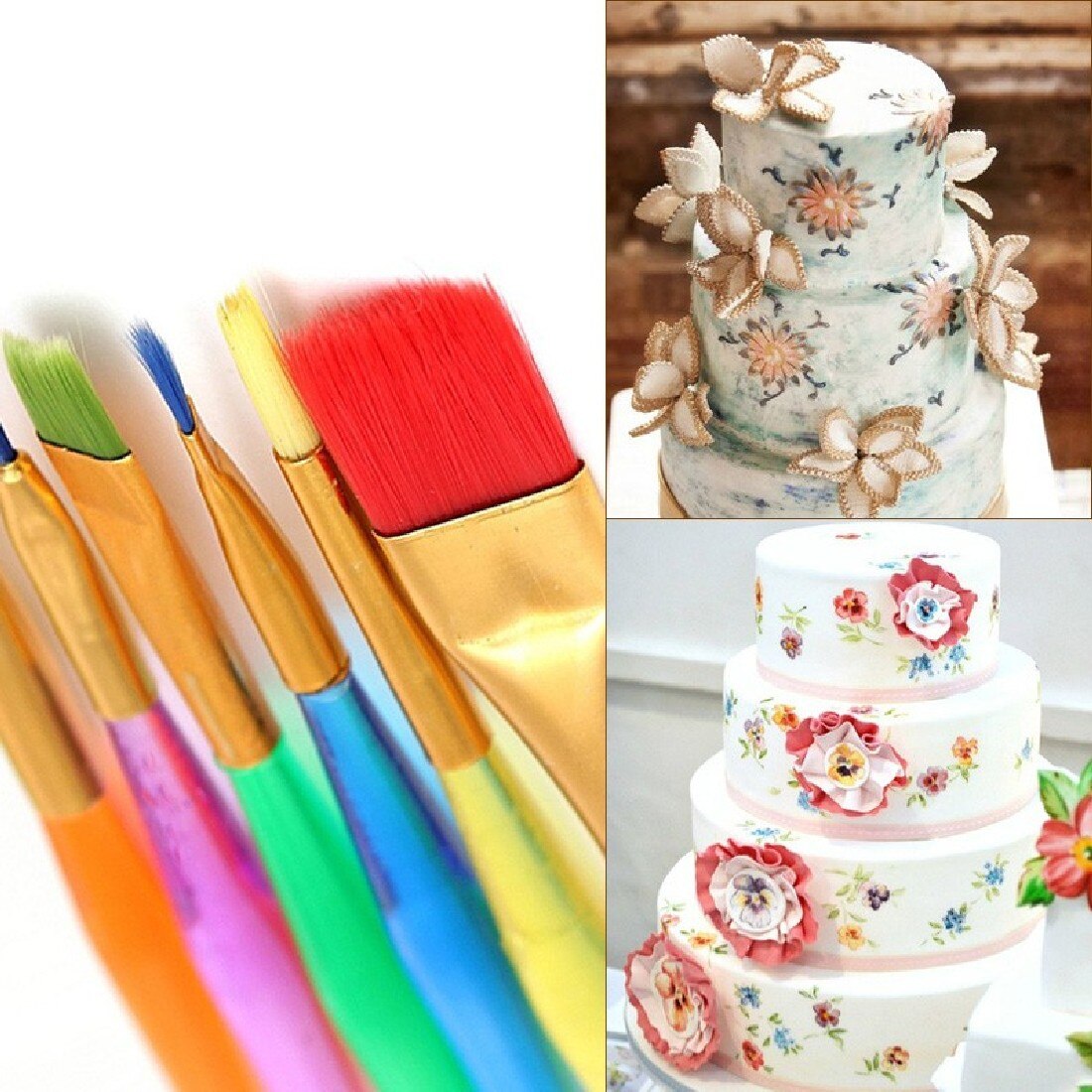 Praktische 6 stks Fondant Cake Decorating Schilderen Borstel Sugar Craft Diy Tool Bloem Modeling Keuken Accessoire