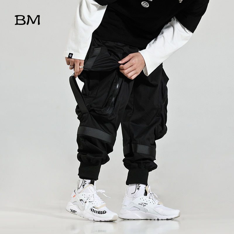 2022 streetwear lenkkeilijät hip hop housut mustat haaremi housut miesten techwear vaatteet muoti korealaiseen tyyliin bts kpop miesten vaatteet