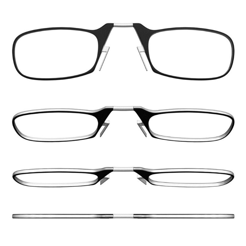 SAOIOAS Brand Mini Nose Clip Portable SOS Reading Glasses with Phone Stands Glasses Case Mini Wallet Pince Nez Optics
