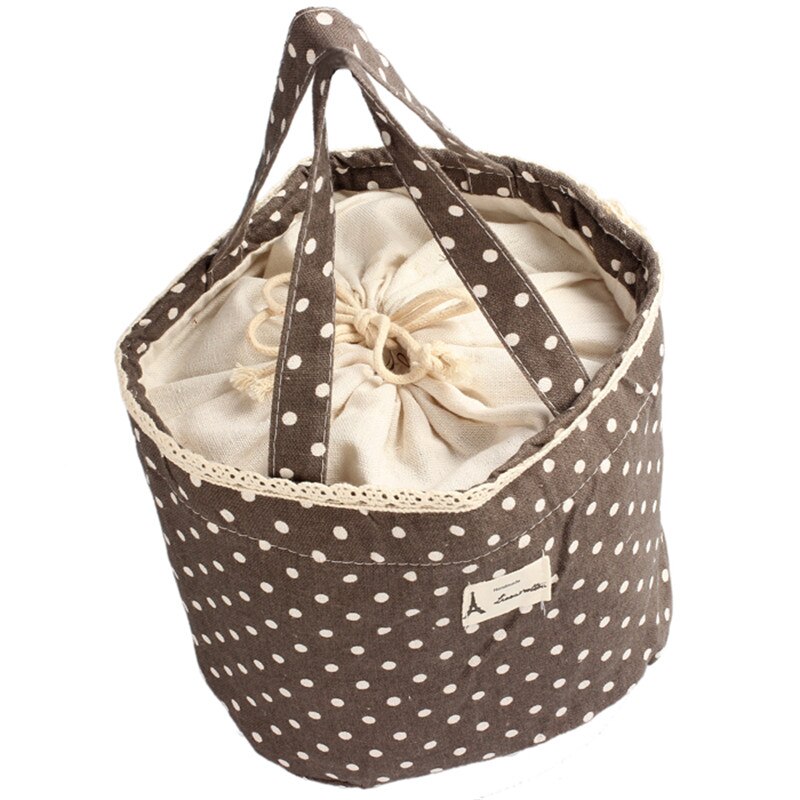Lunch Bag Lunch Cooler box Polka Dot Lunch Small Tote Pouch Container Box Pink handbag bolsa termica lancheira