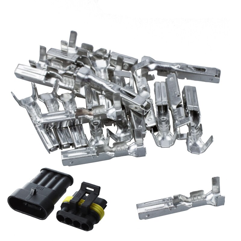 10 Kit 2 Pin Way Waterproof Electrical Wire Connector Plug & 5 Kit 4 Pin Way Waterproof Electrical Wire Connector Plug