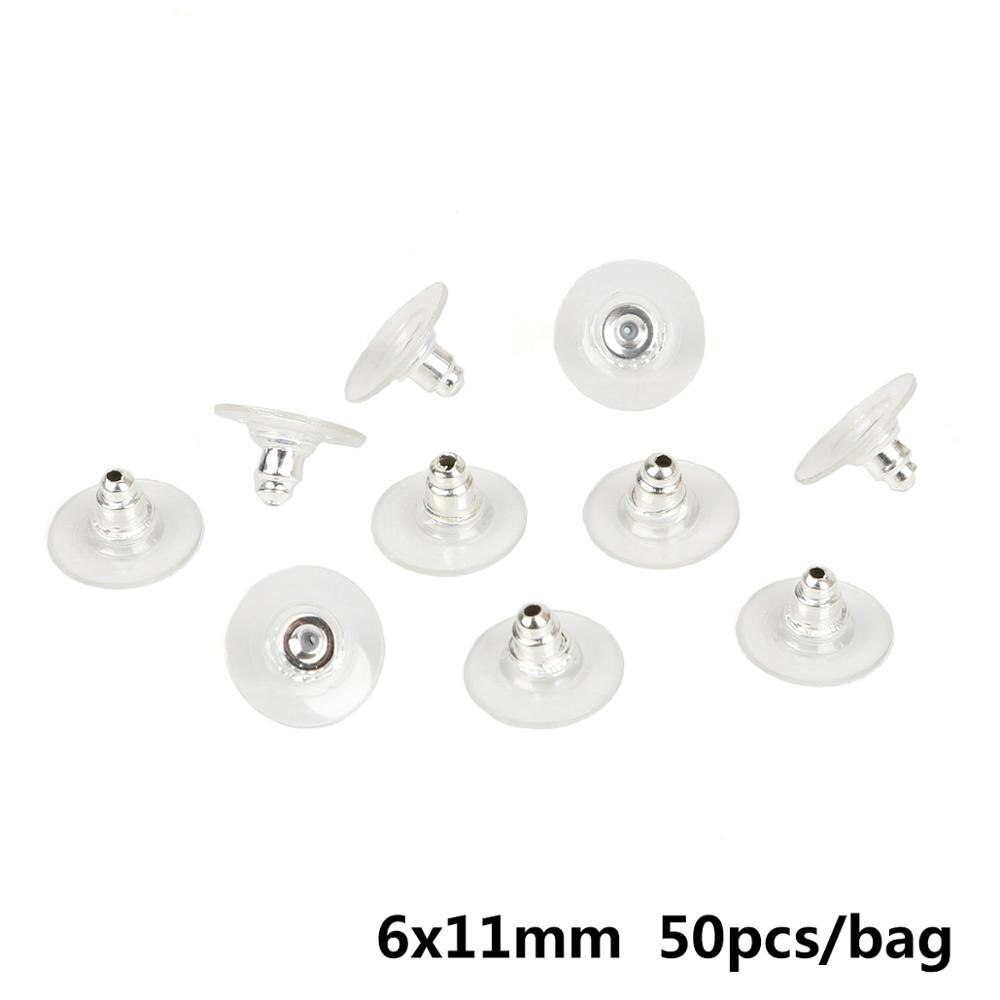 50 pcs Accessori FAI DA TE Artigianale Del Silicone Orecchino Della Vite Prigioniera Torna Tappi Ear Post Nuts Risultati Dei Monili Componenti Oro e Argento