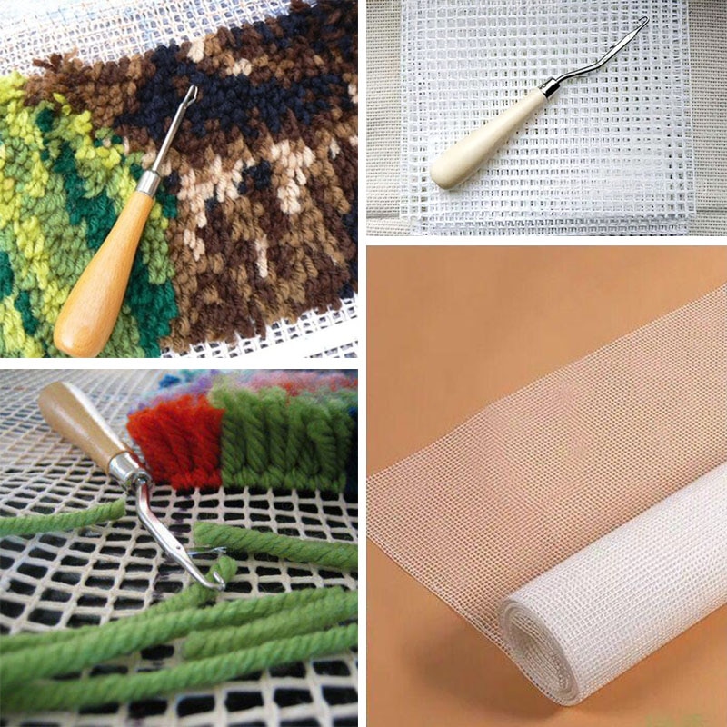 Plastikowa siatka płócienna torba dywan zatrzask dywanik na haki tkanina płócienna dla majsterkowiczów rękojeść hak rzemiosło trwała siatka około 50*50