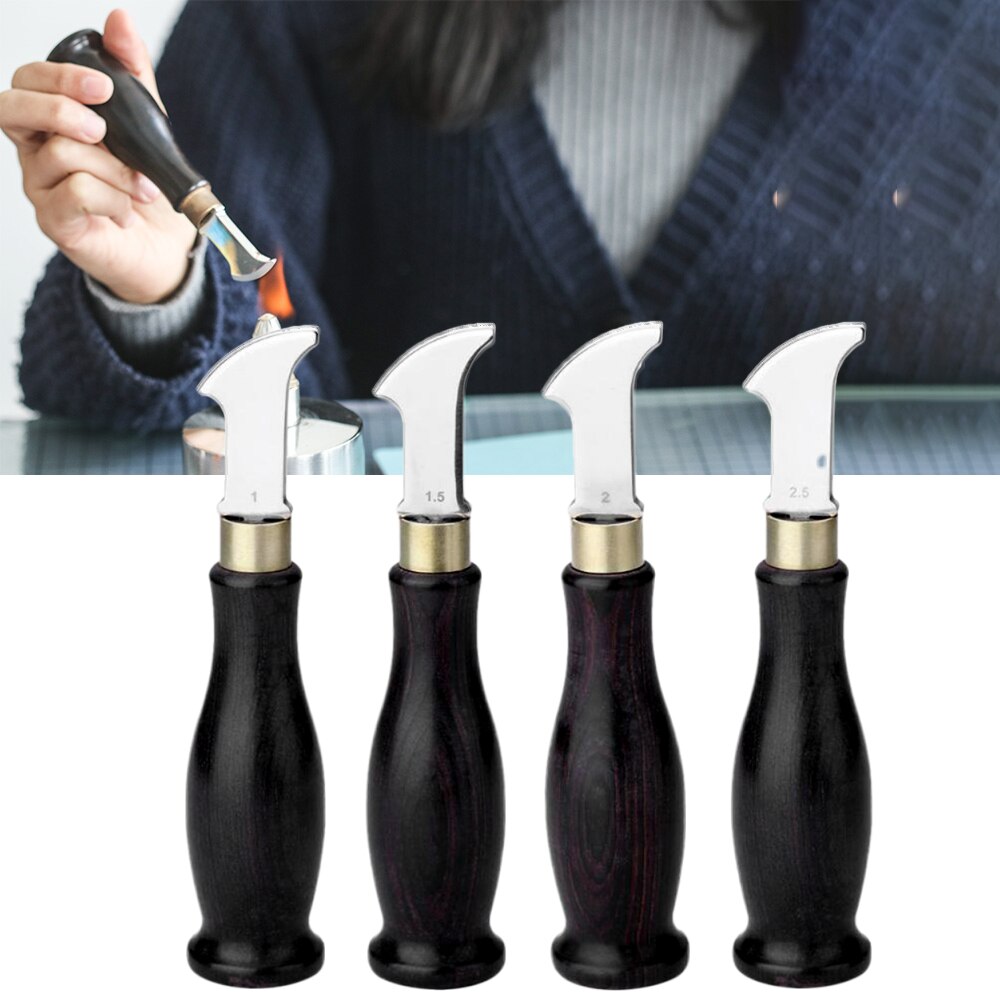 Leather Edge Creaser Stainless Steel Blade Ebony Blackwood Handle Marking Edge Decorate Line Skiving Tool Leathercraft Mark Tool