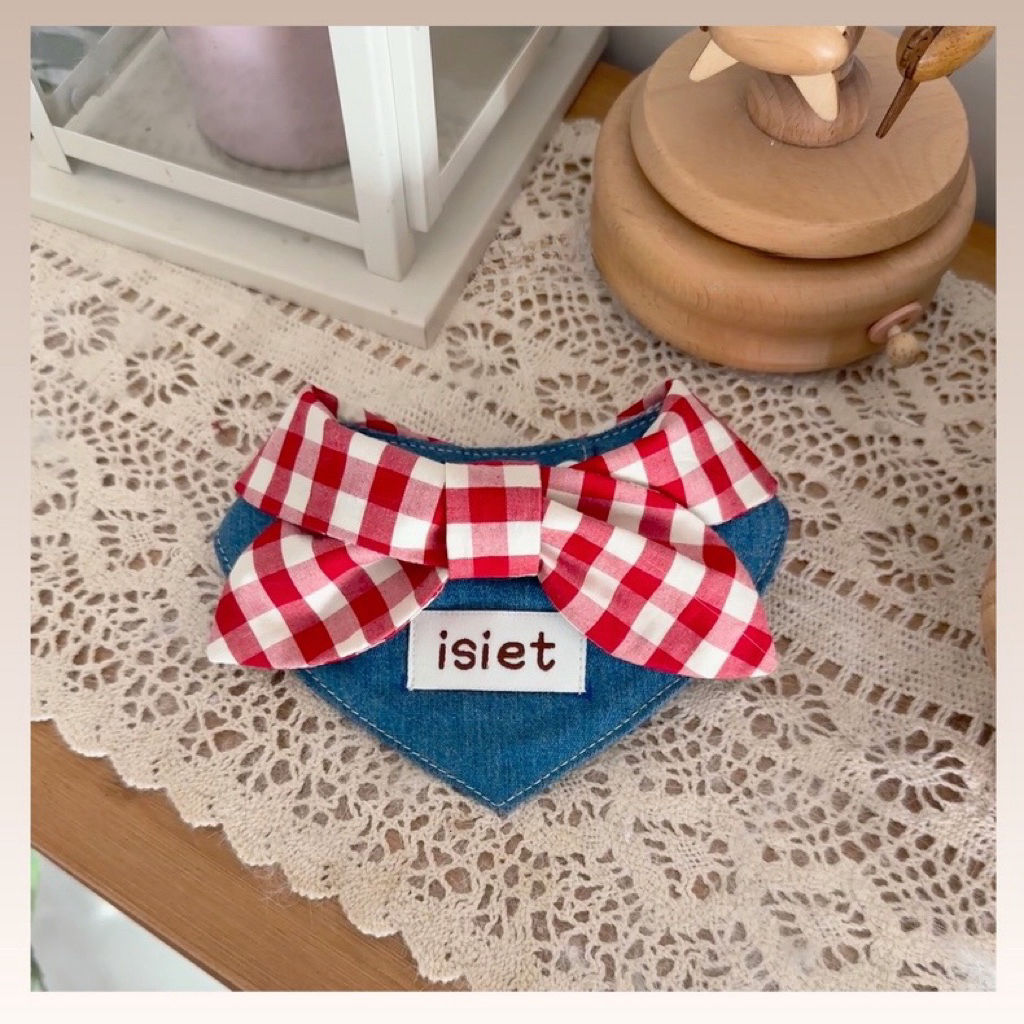 Denim dreieckigen Bindemittel Hunde kleidung verrotten karierten Bogen kleine Hunde Kleidung Katze retro Halsband Yorkshire Haustier Artikel Zubehör