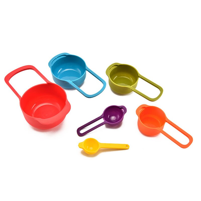 6 Pcs/Set Kitchen Measuring Cup Rainbow Color Stackable Combination Measuring Cup Tools 6-Piece Kitchen Accessories Tools U3