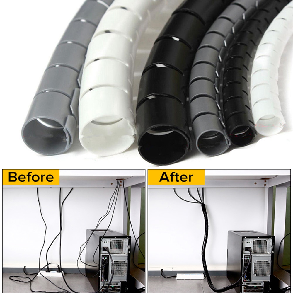 2M/1.5M Opslag Pijp Cord Protector Kabel Buis Organizer Flexibele Spiraal Kabel Organizer Winder Desk Tidy Kabel accessoires