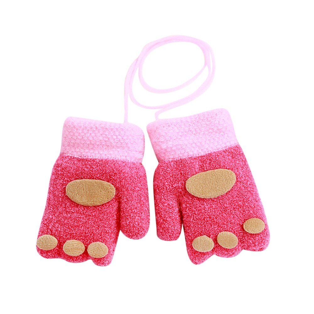 Children Cartoon Patchwork Gloves Children Kids Winter Cartoon Fingerprint Patchwork Keep Warm Mittens Gloves Детские Перчатки