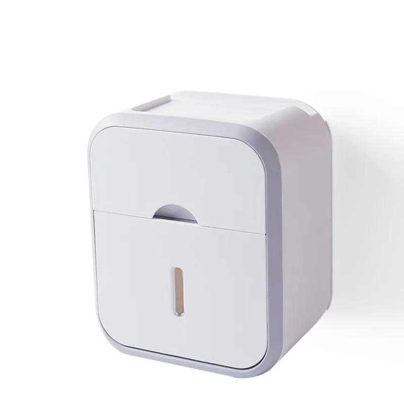 Aufbewahrungsbox für Toilettenpapier, wasserdicht, hohe Kapazität, staubdicht, stanzfrei, zur Wandmontage, Rollenpapier, Badezimmer, Heimbedarf: Gelb