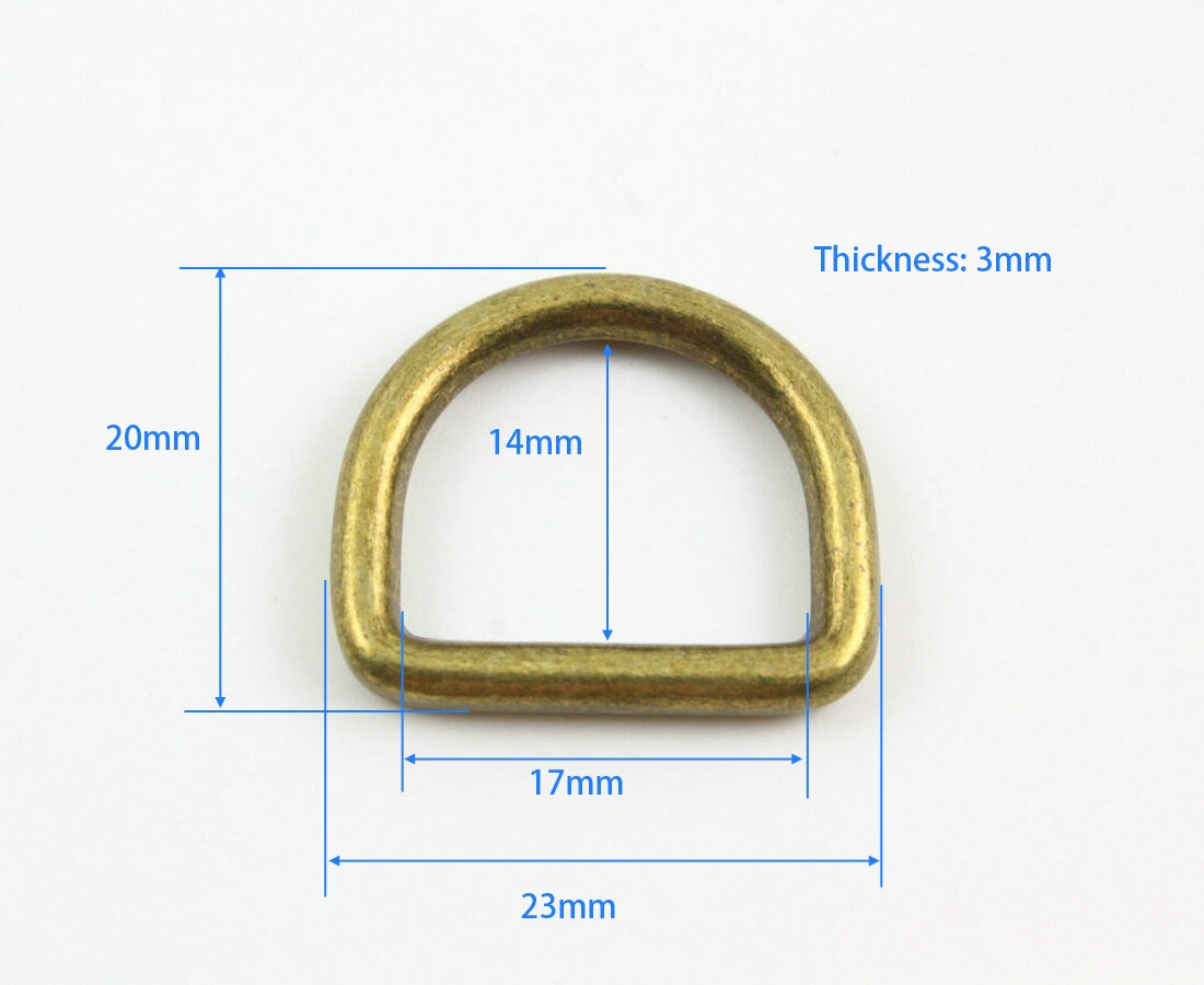 50 Stuks 17mm Antiek Messing Kleur Gelaste Metalen D Ring Voor Purse Handtas