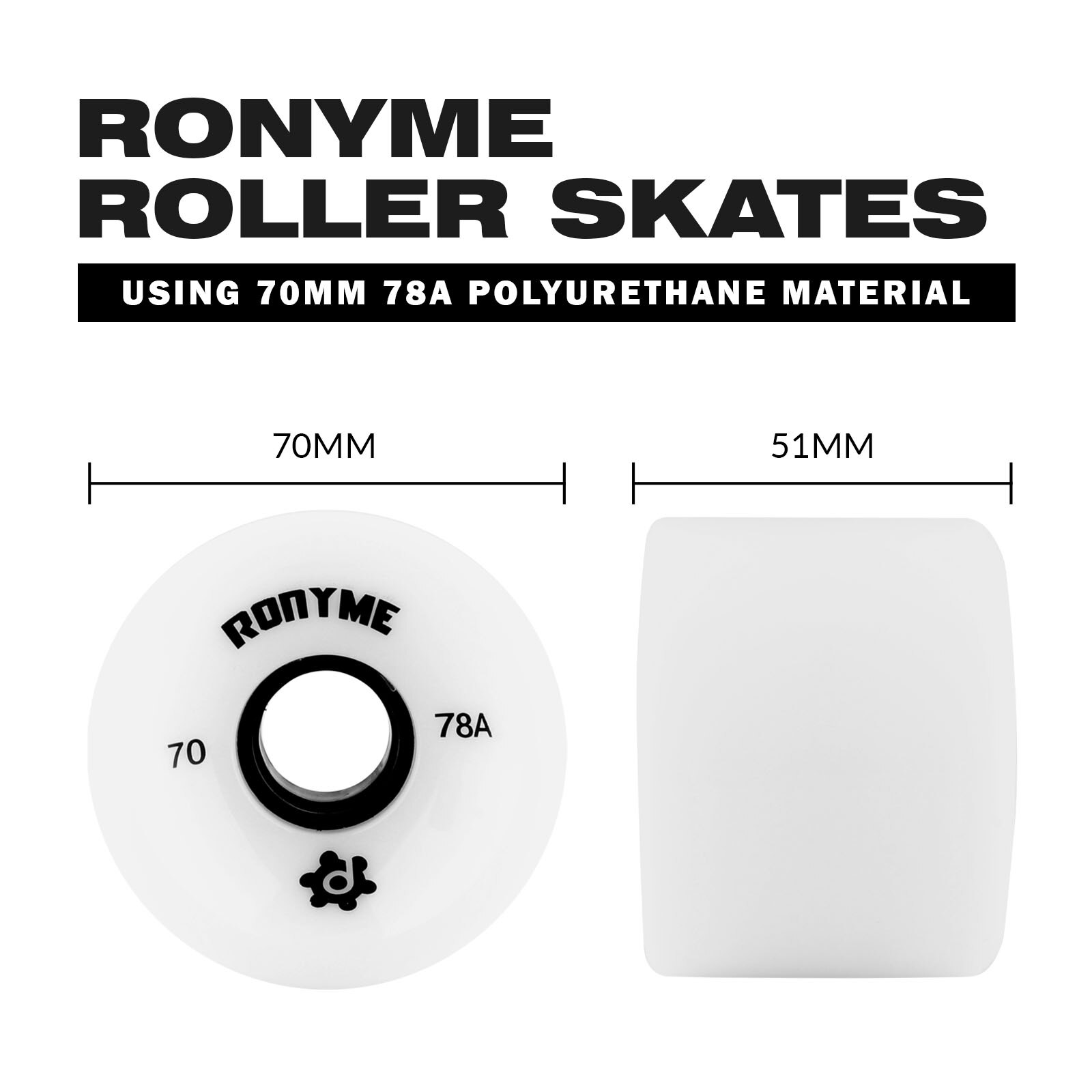 Ronyme 4x 78A ABEC-9 Skateboard Wheels PU High Performance Longboard Wheels Mini Cruiser Roller Wheels Replacement Wheels Acces