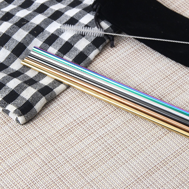 Reusable Metal Drinking Straws 304 Stainless Steel Sturdy Bent Straight Drinks Straw Bar Party Supply