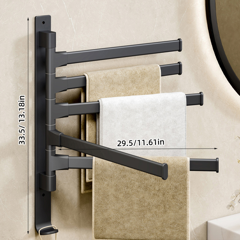 180° Rotatable Towel Holder Space Aluminum Shower Room Towel Hanger Multifunctional Storage Organizer For Bathroom Accessories: Lavender
