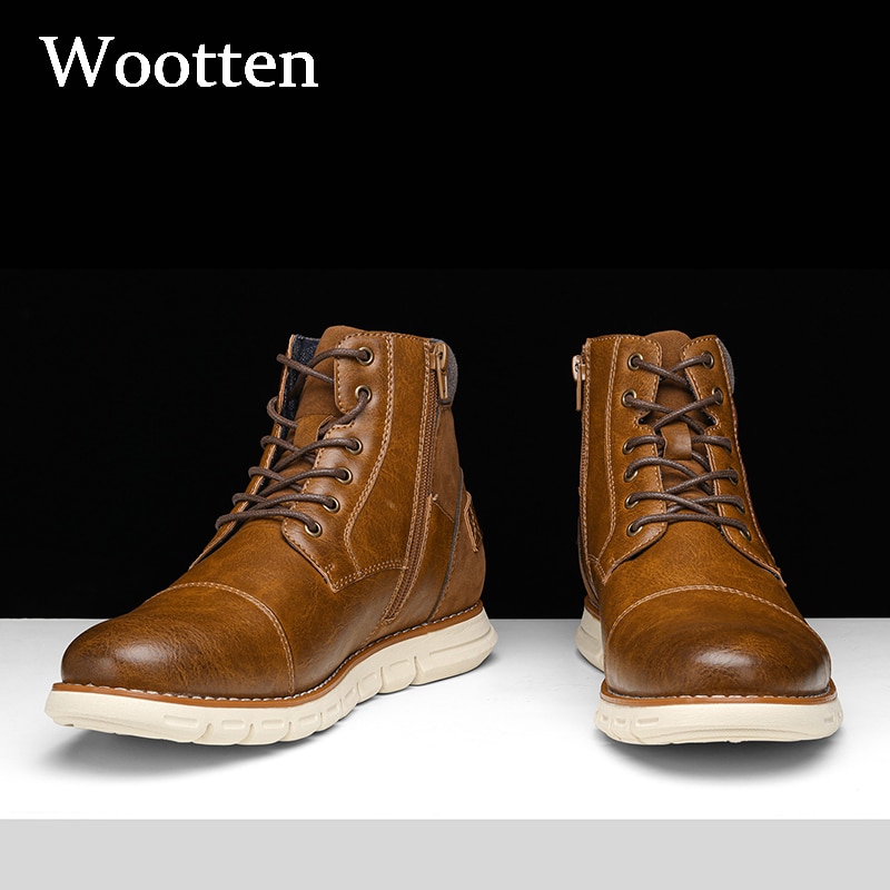 Botas de hombres nuevos botines de otoño vogue vintage cómodas botas de piel de de
